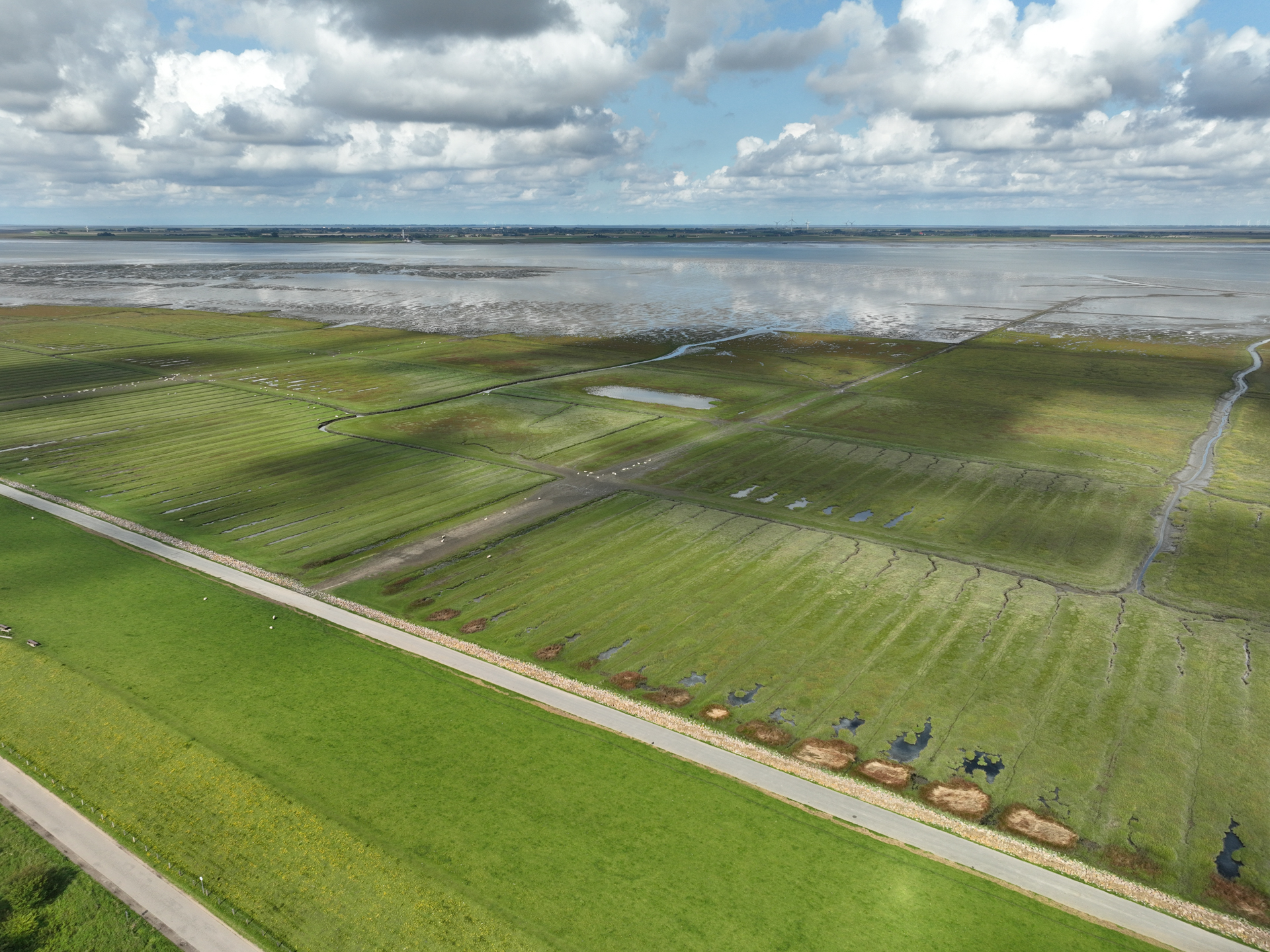 Campingplätze - Zahlungsmöglichkeiten: EC-Karte - Deutschland - Luftaufnahme über den Deich - Nordseecamping zum Seehund Nordseecamping